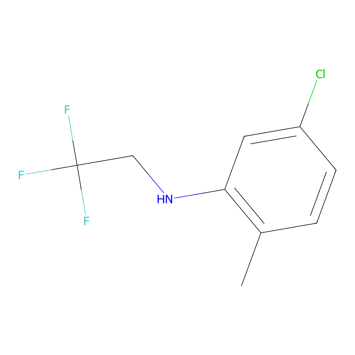 5-chloro-2-methyl-N-(2,2,2-trifluoroethyl)aniline molecular structure, CAS 1021032-00-7