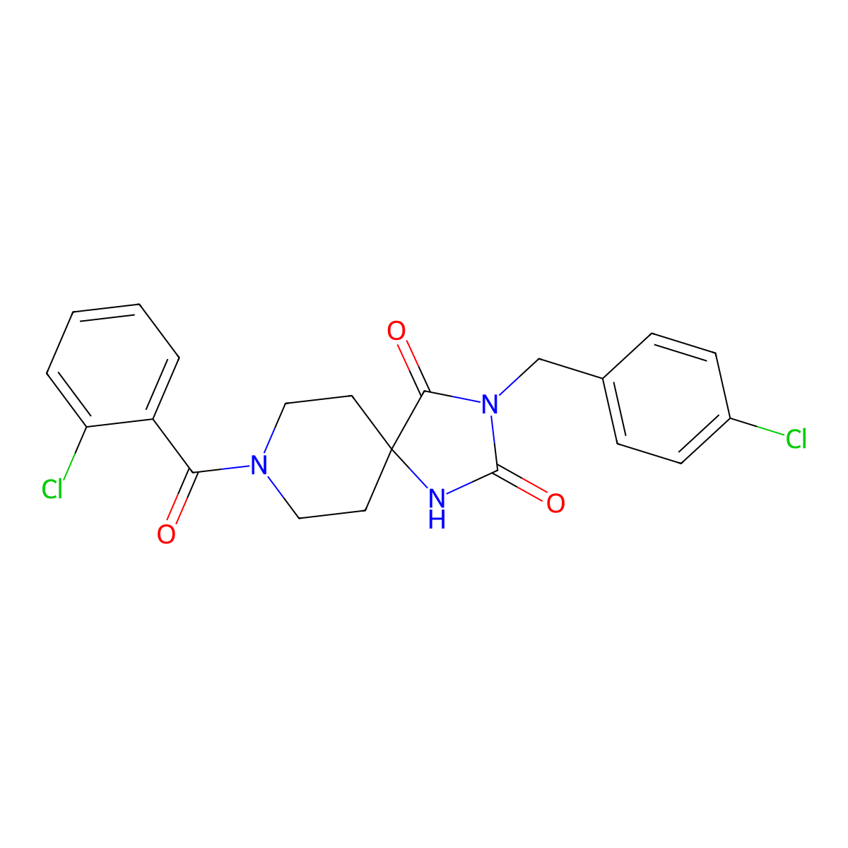 8-(2-Chlorobenzoyl)-3-(4-chlorobenzyl)-1,3,8-triazaspiro[4.5]decane-2,4-dione molecular structure, CAS 1021032-12-1