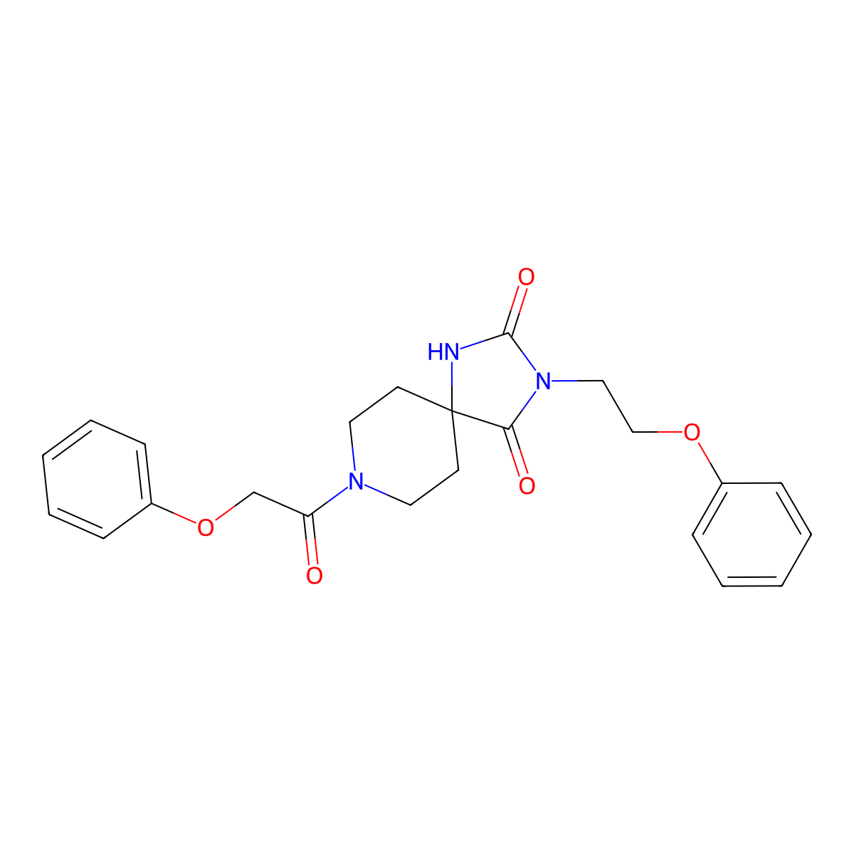 8-(2-Phenoxyacetyl)-3-(2-phenoxyethyl)-1,3,8-triazaspiro[4.5]decane-2,4-dione molecular structure, CAS 1021032-33-6