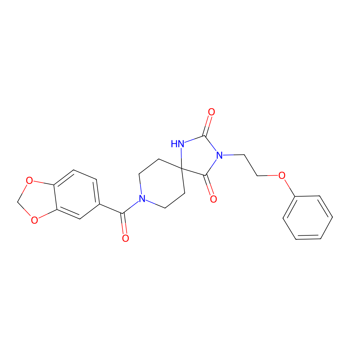 8-(Benzo[d][1,3]dioxole-5-carbonyl)-3-(2-phenoxyethyl)-1,3,8-triazaspiro[4.5]decane-2,4-dione molecular structure, CAS 1021032-36-9