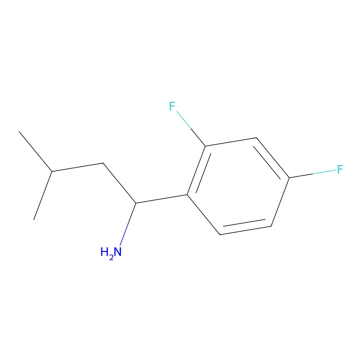1-(2,4-Difluorophenyl)-3-methylbutan-1-amine molecular structure, CAS 1021033-45-3