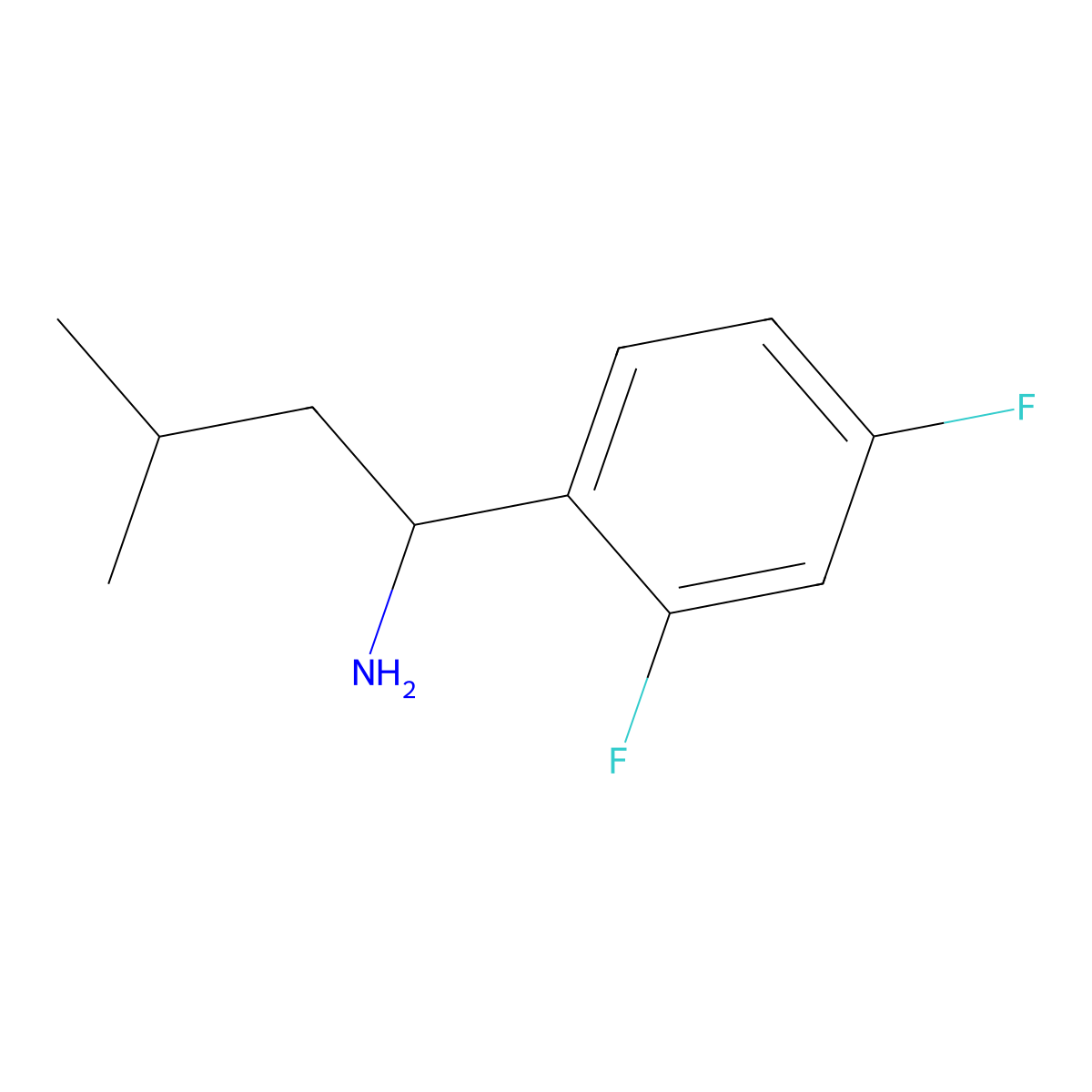 1-(2,4-Difluorophenyl)-3-methylbutan-1-amine molecular structure, CAS 1021033-45-3