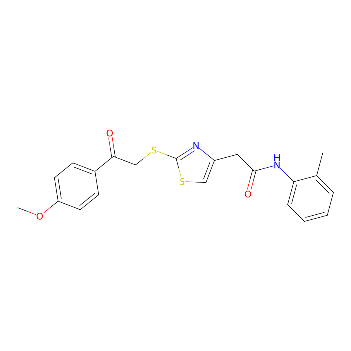 2-(2-((2-(4-methoxyphenyl)-2-oxoethyl)thio)thiazol-4-yl)-N-(o-tolyl)acetamide molecular structure, CAS 1021035-09-5