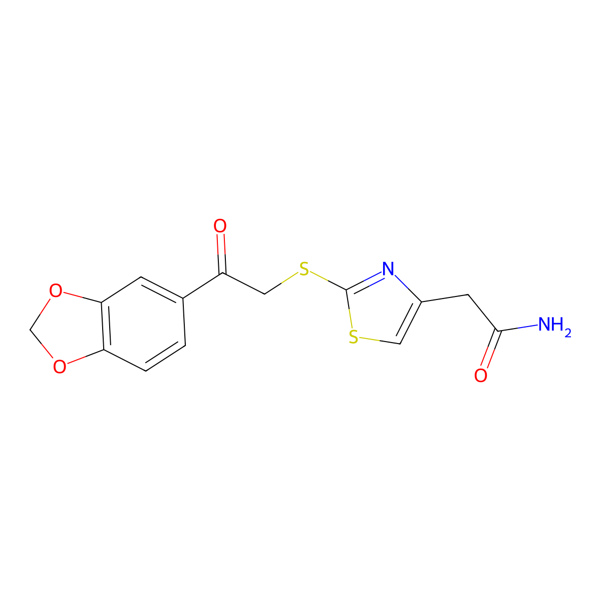 2-(2-((2-(Benzo[d][1,3]dioxol-5-yl)-2-oxoethyl)thio)thiazol-4-yl)acetamide molecular structure, CAS 1021035-16-4