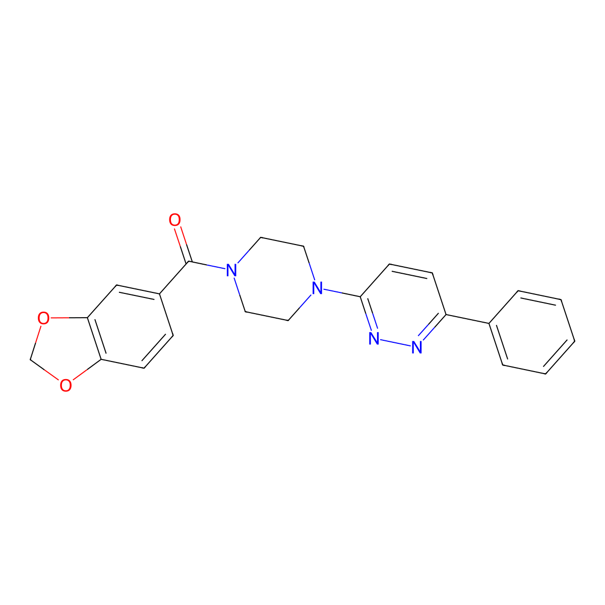 Benzo[d][1,3]dioxol-5-yl(4-(6-phenylpyridazin-3-yl)piperazin-1-yl)methanone molecular structure, CAS 1021035-19-7