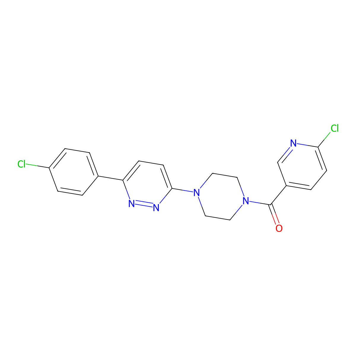 (4-(6-(4-Chlorophenyl)pyridazin-3-yl)piperazin-1-yl)(6-chloropyridin-3-yl)methanone molecular structure, CAS 1021035-44-8