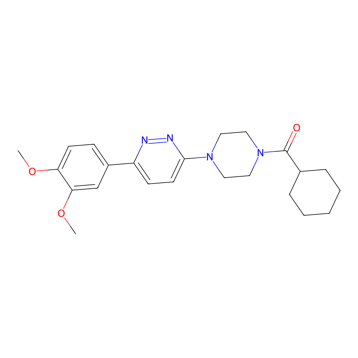 Cyclohexyl(4-(6-(3,4-dimethoxyphenyl)pyridazin-3-yl)piperazin-1-yl)methanone molecular structure, CAS 1021035-46-0