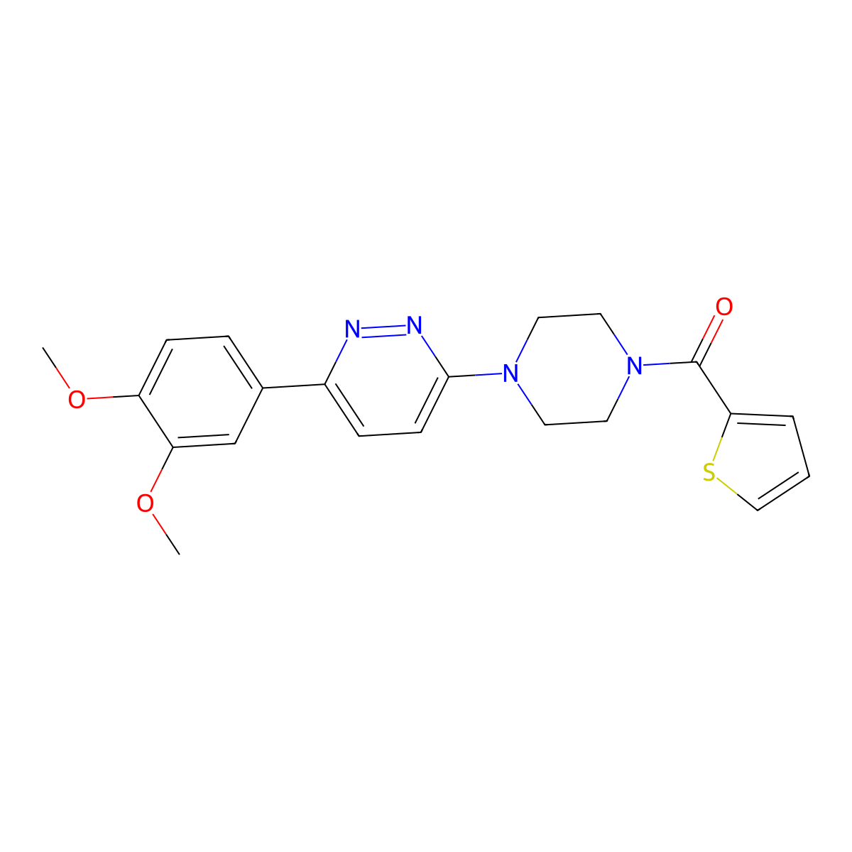 (4-(6-(3,4-Dimethoxyphenyl)pyridazin-3-yl)piperazin-1-yl)(thiophen-2-yl)methanone molecular structure, CAS 1021035-51-7