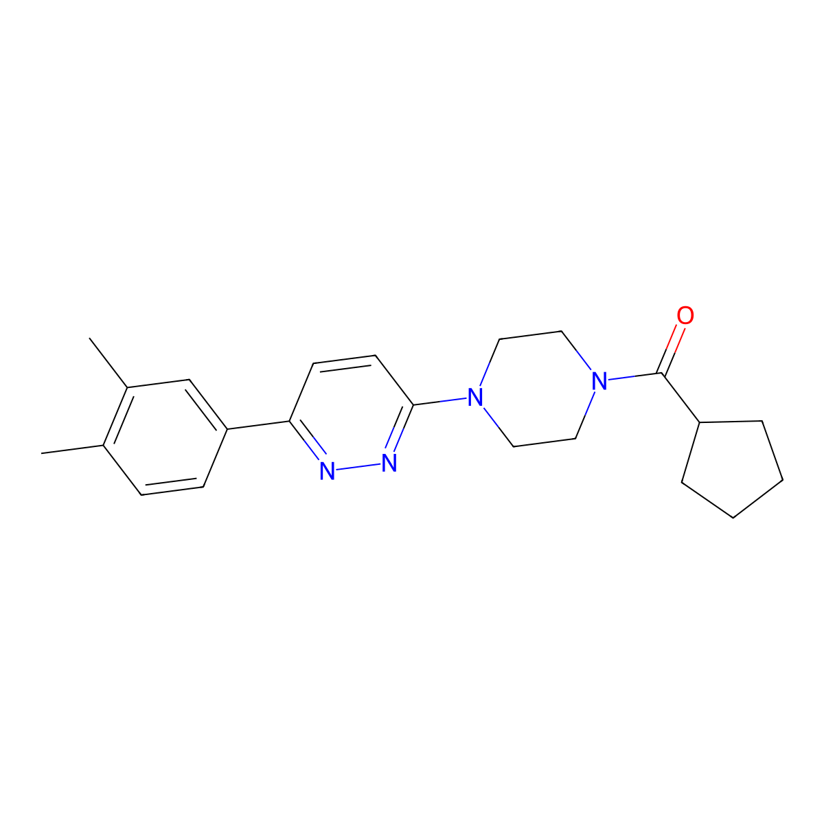 Cyclopentyl(4-(6-(3,4-dimethylphenyl)pyridazin-3-yl)piperazin-1-yl)methanone molecular structure, CAS 1021035-63-1