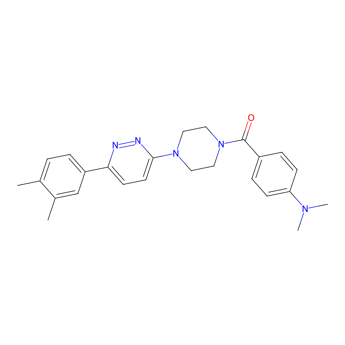 (4-(Dimethylamino)phenyl)(4-(6-(3,4-dimethylphenyl)pyridazin-3-yl)piperazin-1-yl)methanone molecular structure, CAS 1021035-67-5