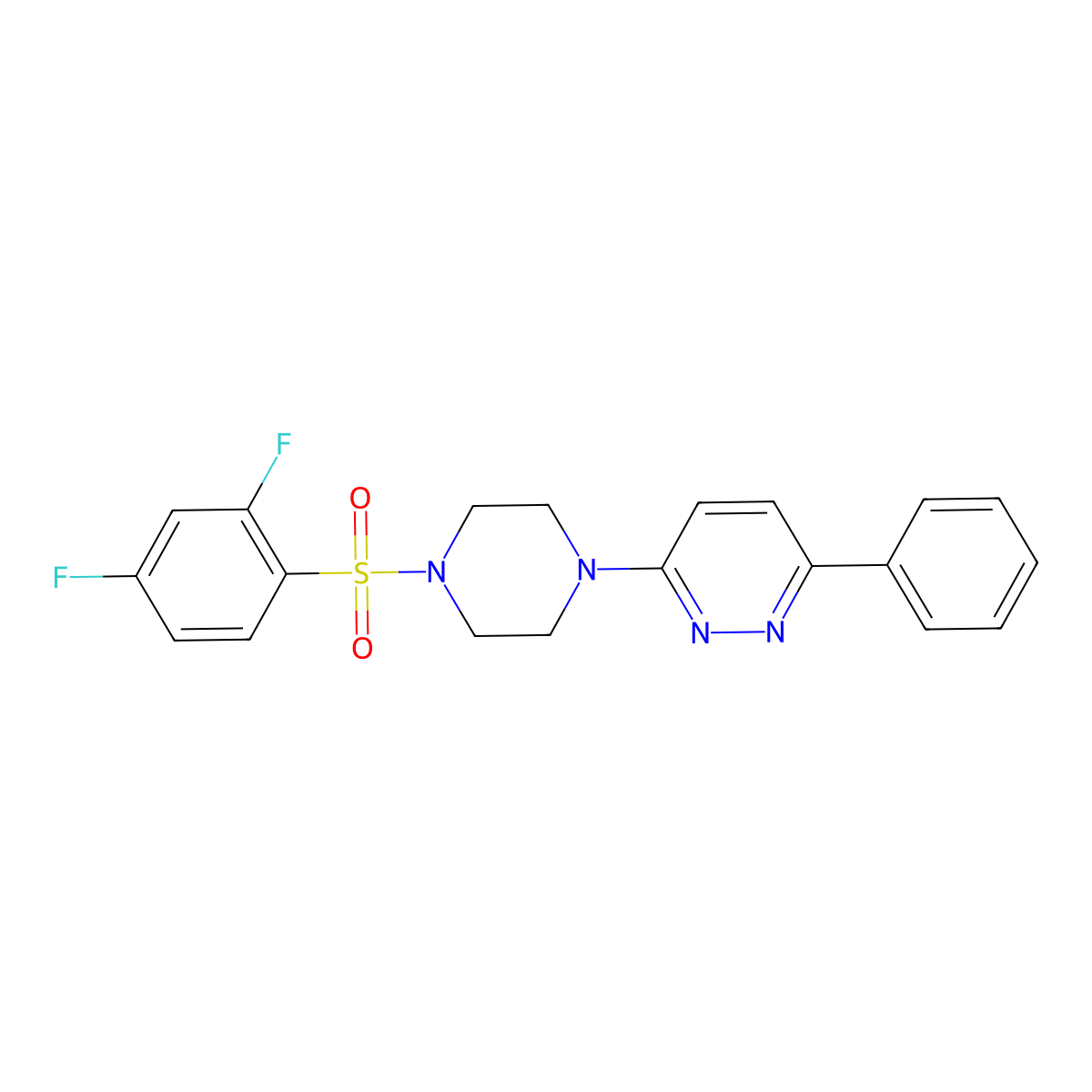 3-(4-((2,4-Difluorophenyl)sulfonyl)piperazin-1-yl)-6-phenylpyridazine molecular structure, CAS 1021035-89-1