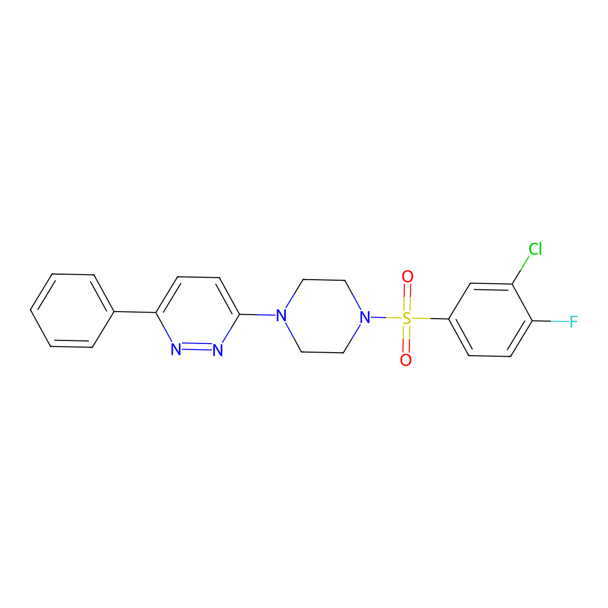 3-(4-((3-Chloro-4-fluorophenyl)sulfonyl)piperazin-1-yl)-6-phenylpyridazine molecular structure, CAS 1021035-94-8