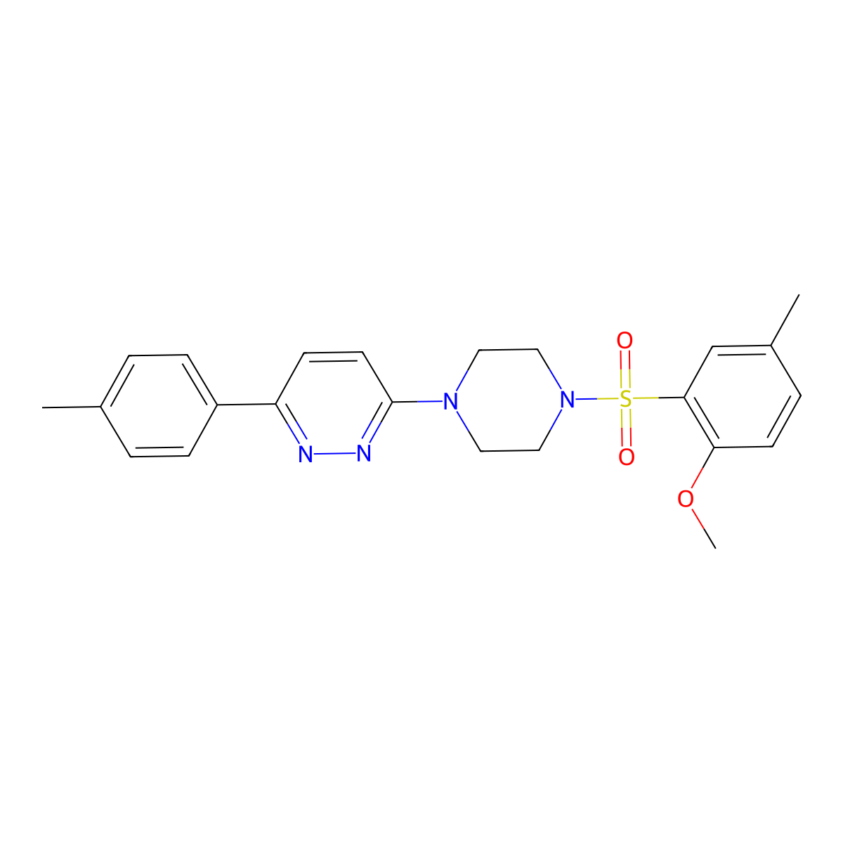 3-(4-((2-Methoxy-5-methylphenyl)sulfonyl)piperazin-1-yl)-6-(p-tolyl)pyridazine molecular structure, CAS 1021035-96-0