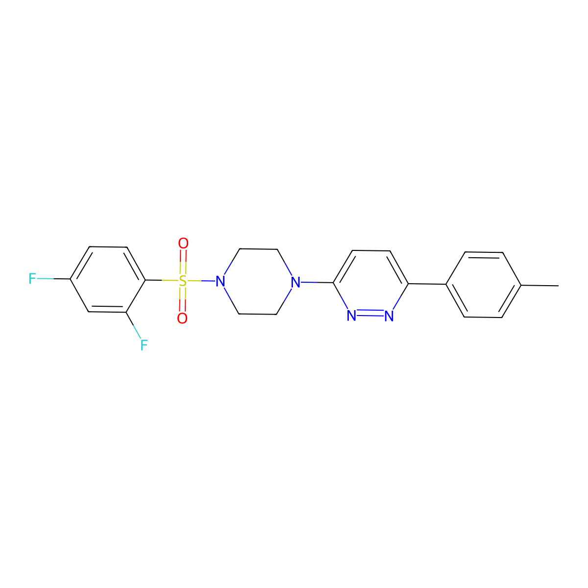 3-(4-((2,4-Difluorophenyl)sulfonyl)piperazin-1-yl)-6-(p-tolyl)pyridazine molecular structure, CAS 1021035-98-2