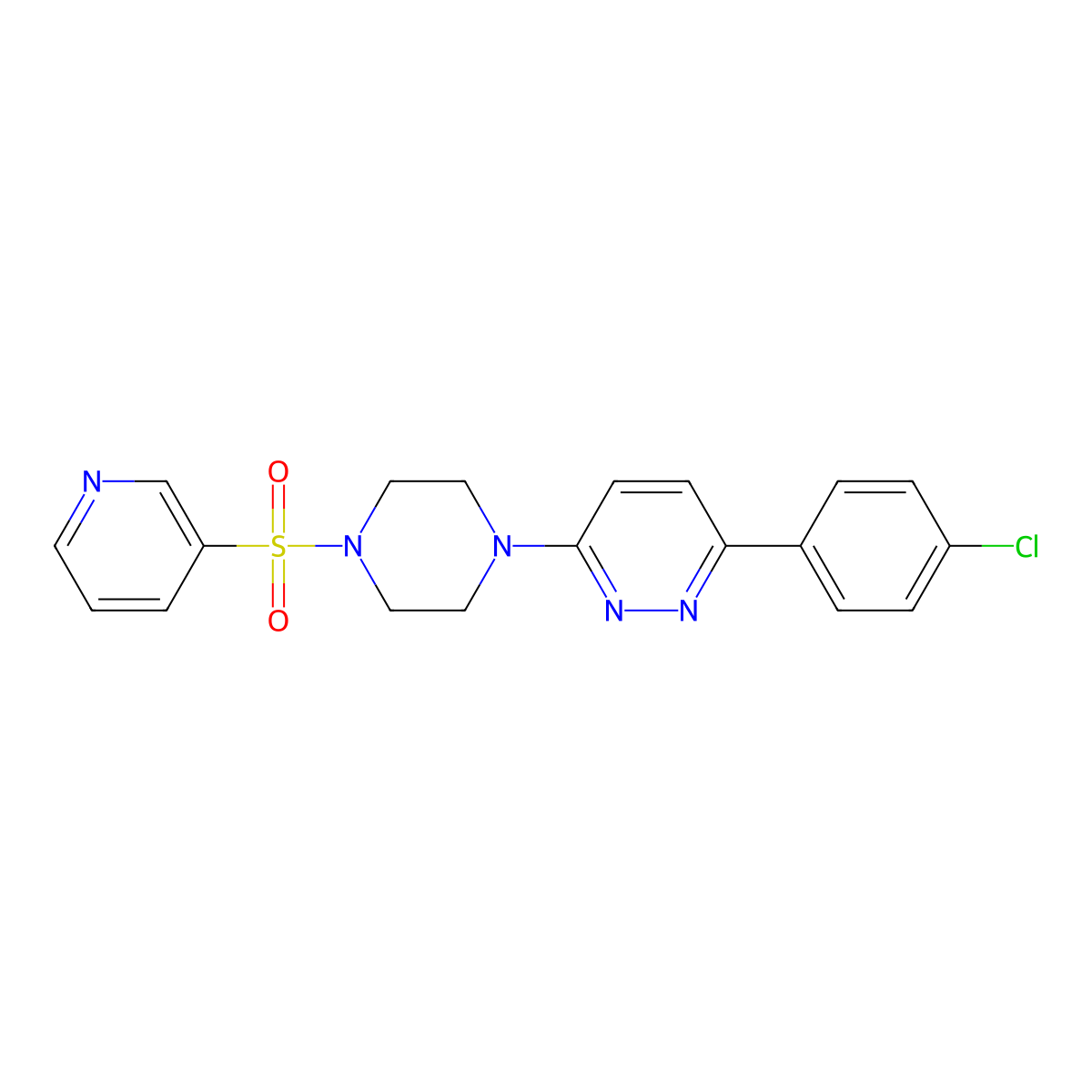 3-(4-Chlorophenyl)-6-(4-(pyridin-3-ylsulfonyl)piperazin-1-yl)pyridazine molecular structure, CAS 1021036-04-3