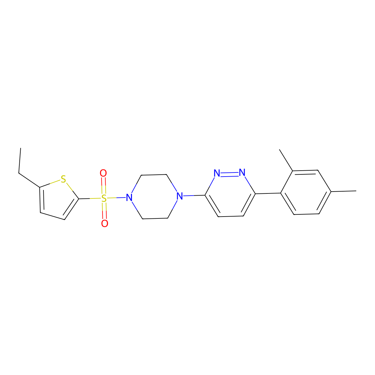 3-(2,4-Dimethylphenyl)-6-(4-((5-ethylthiophen-2-yl)sulfonyl)piperazin-1-yl)pyridazine molecular structure, CAS 1021036-12-3