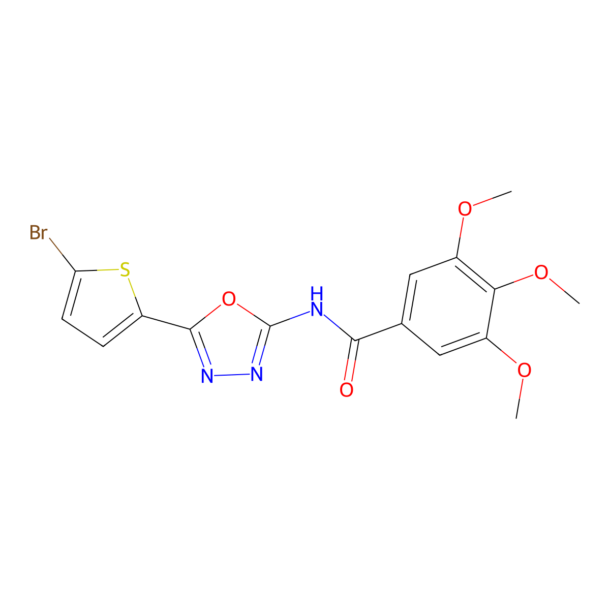 N-[5-(5-bromothiophen-2-yl)-1,3,4-oxadiazol-2-yl]-3,4,5-trimethoxybenzamide molecular structure, CAS 1021036-18-9
