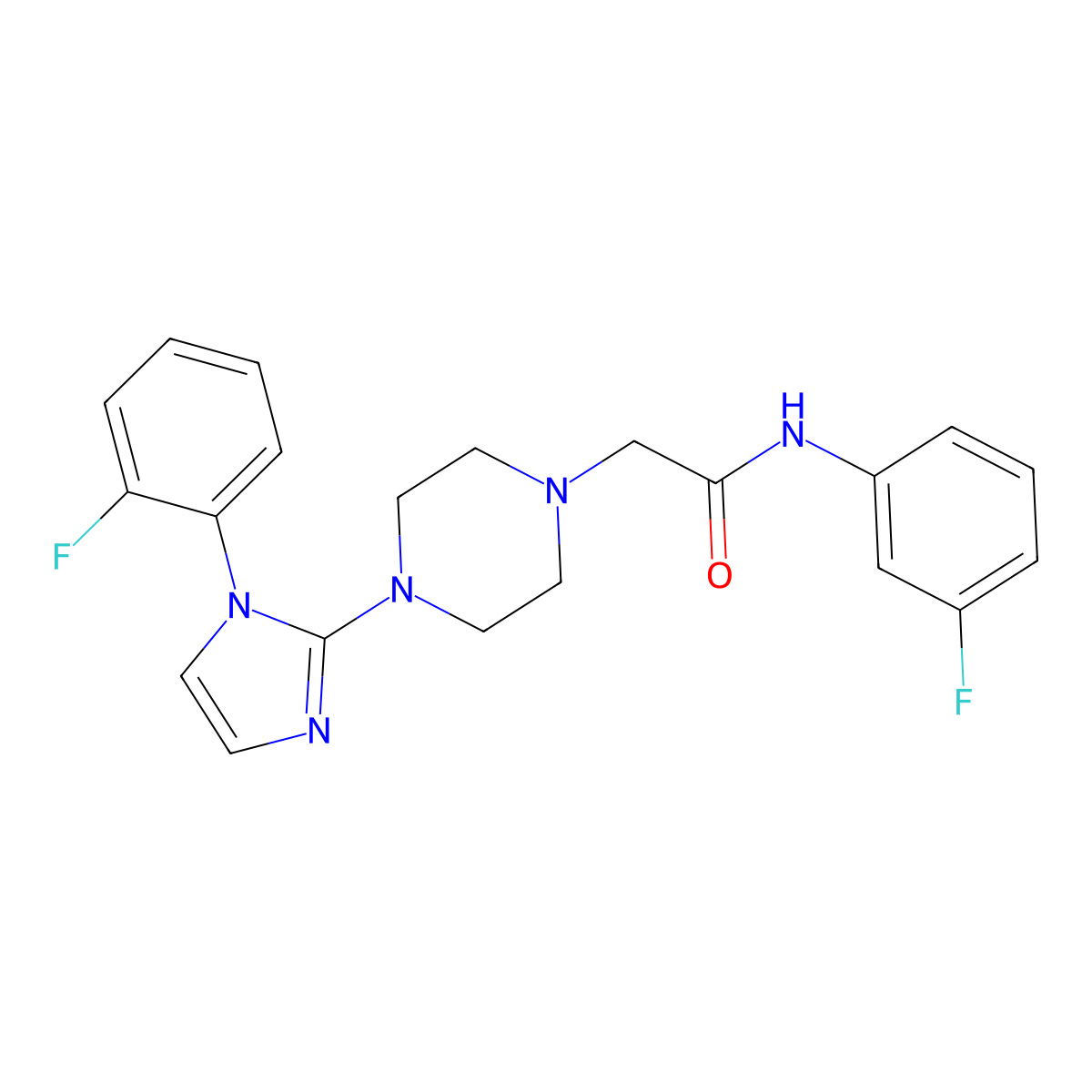 N-(3-fluorophenyl)-2-(4-(1-(2-fluorophenyl)-1H-imidazol-2-yl)piperazin-1-yl)acetamide molecular structure, CAS 1021036-96-3