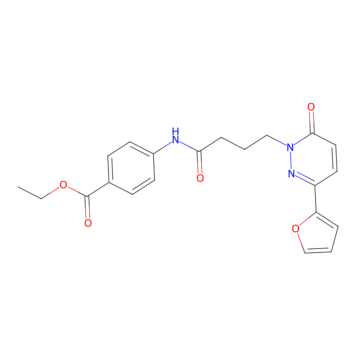 ethyl 4-(4-(3-(furan-2-yl)-6-oxopyridazin-1(6H)-yl)butanamido)benzoate molecular structure, CAS 1021037-16-0