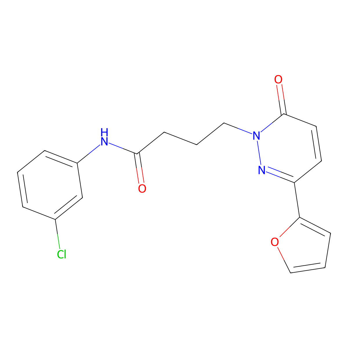 N-(3-chlorophenyl)-4-(3-(furan-2-yl)-6-oxopyridazin-1(6H)-yl)butanamide molecular structure, CAS 1021037-23-9