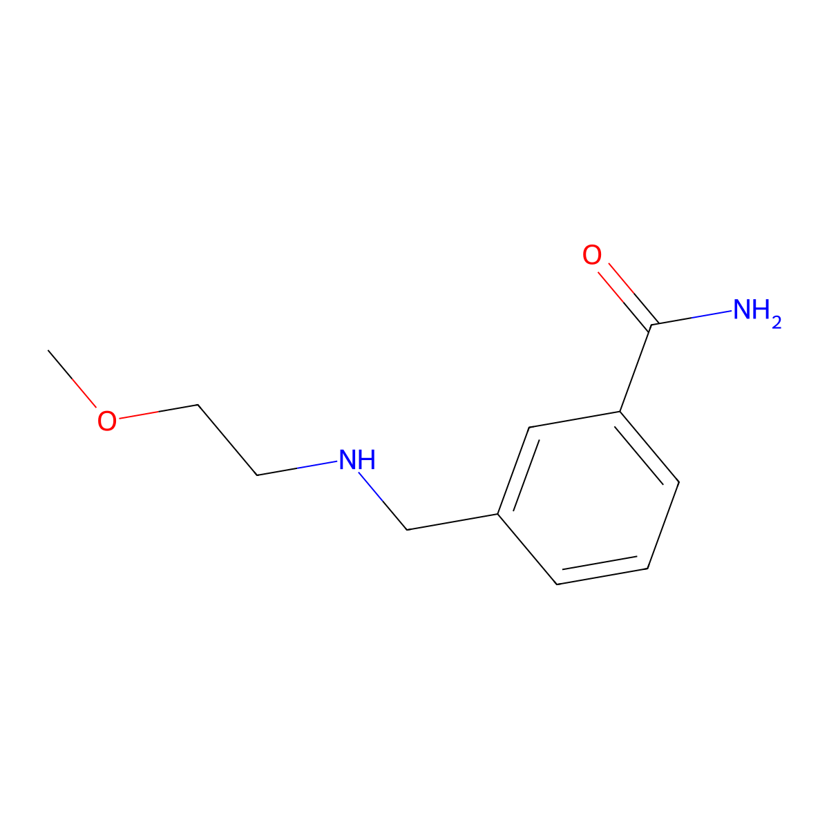 3-{[(2-Methoxyethyl)amino]methyl}benzamide molecular structure, CAS 1021037-25-1