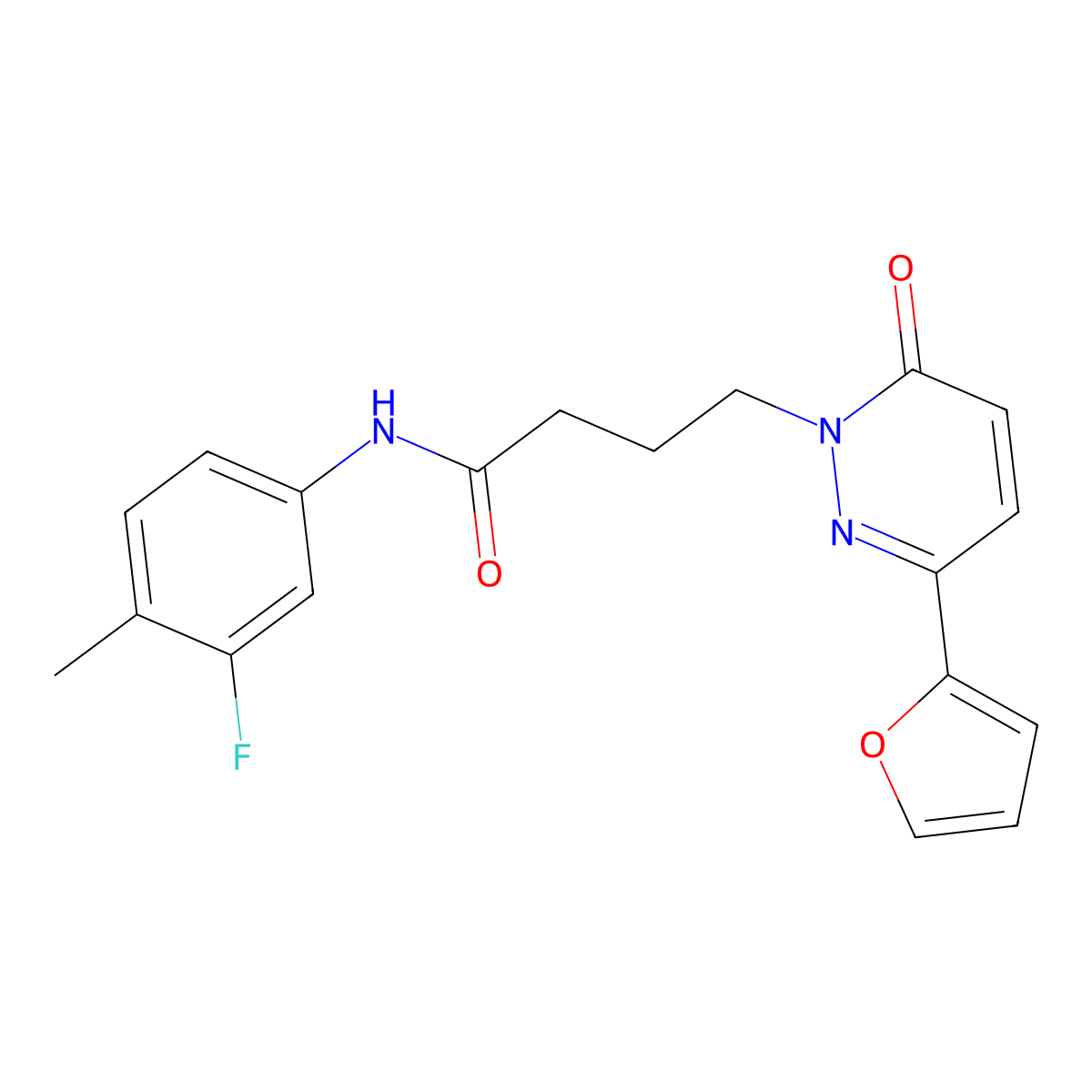 N-(3-fluoro-4-methylphenyl)-4-(3-(furan-2-yl)-6-oxopyridazin-1(6H)-yl)butanamide molecular structure, CAS 1021037-29-5
