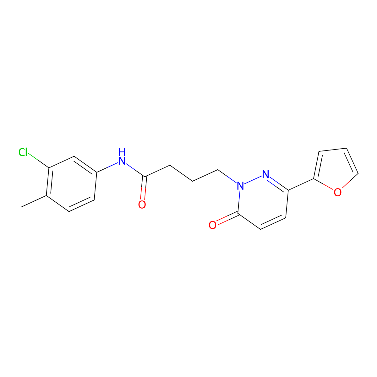N-(3-chloro-4-methylphenyl)-4-(3-(furan-2-yl)-6-oxopyridazin-1(6H)-yl)butanamide molecular structure, CAS 1021037-32-0