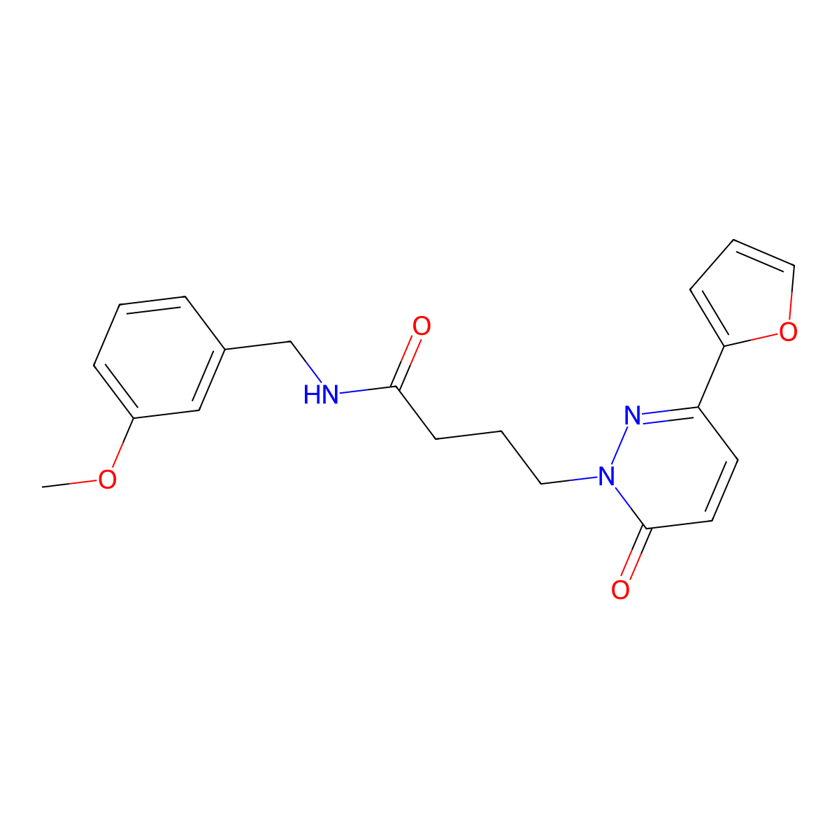 4-(3-(furan-2-yl)-6-oxopyridazin-1(6H)-yl)-N-(3-methoxybenzyl)butanamide molecular structure, CAS 1021037-34-2