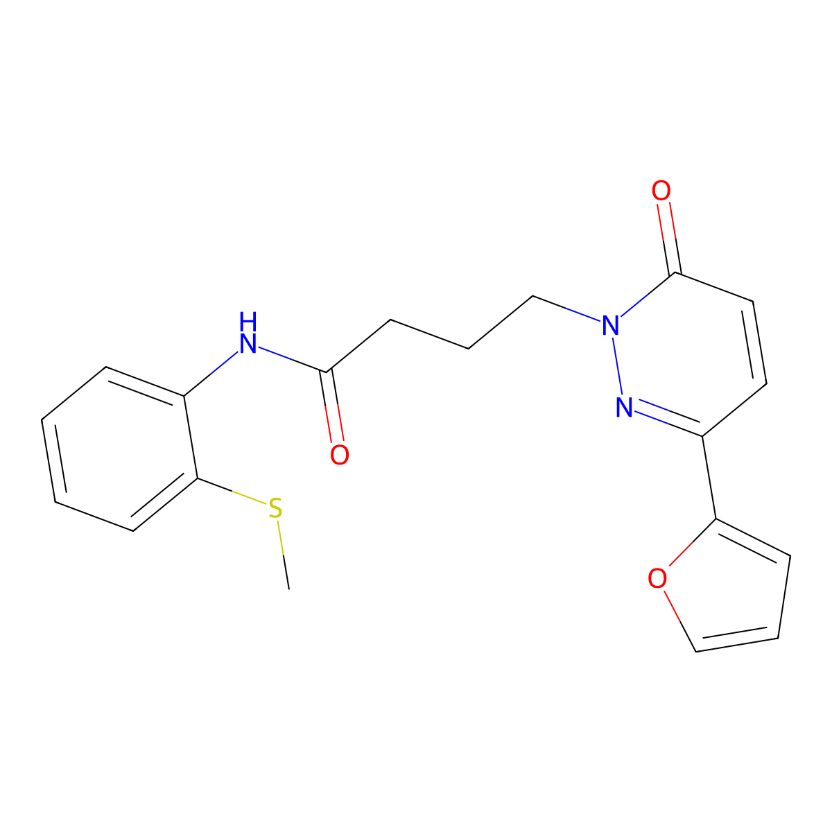 4-(3-(furan-2-yl)-6-oxopyridazin-1(6H)-yl)-N-(2-(methylthio)phenyl)butanamide molecular structure, CAS 1021037-37-5