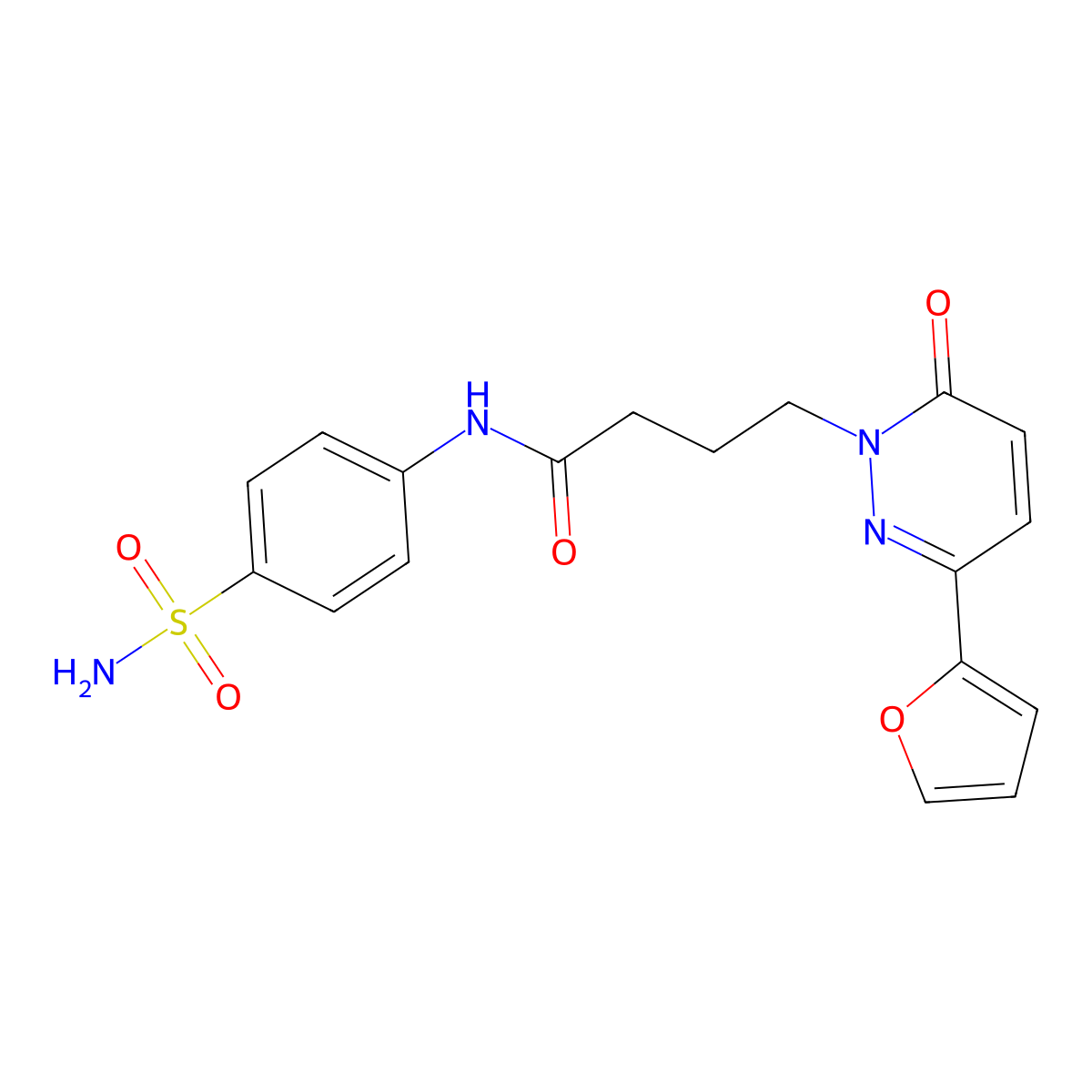 4-(3-(furan-2-yl)-6-oxopyridazin-1(6H)-yl)-N-(4-sulfamoylphenyl)butanamide molecular structure, CAS 1021037-42-2