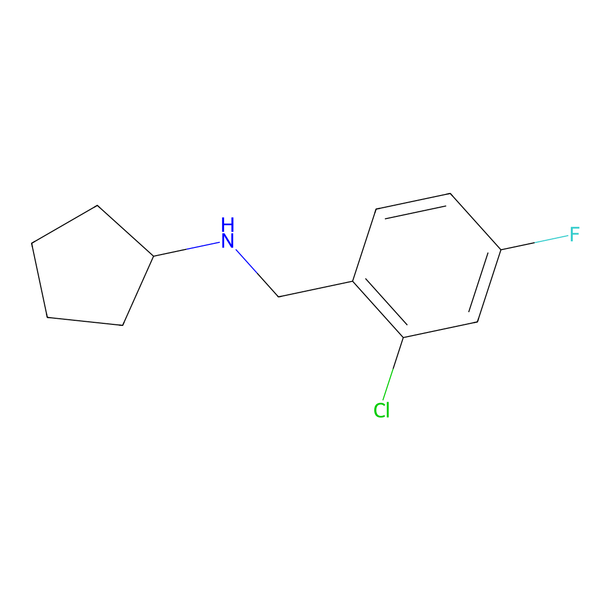 2-Chloro-n-cyclopentyl-4-fluoro-benzenemethanamine molecular structure, CAS 1021038-07-2