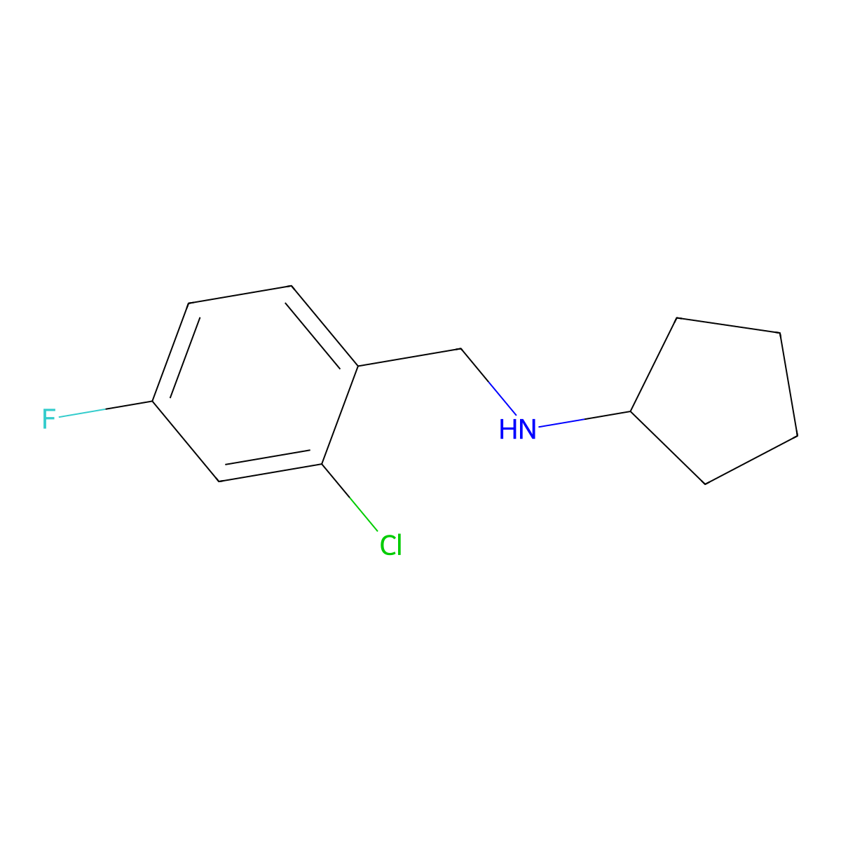 2-Chloro-n-cyclopentyl-4-fluoro-benzenemethanamine molecular structure, CAS 1021038-07-2