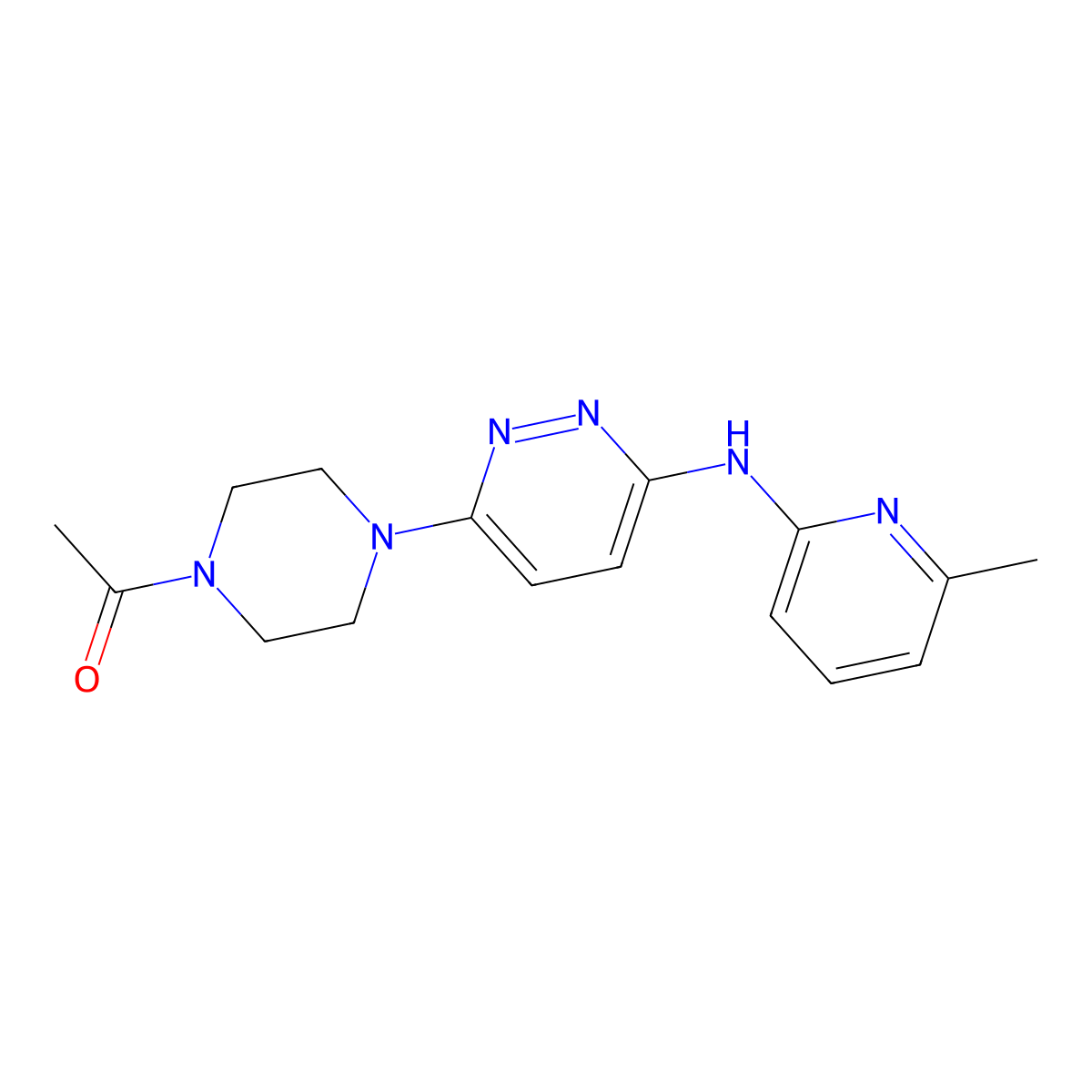 1-(4-(6-((6-Methylpyridin-2-yl)amino)pyridazin-3-yl)piperazin-1-yl)ethanone molecular structure, CAS 1021038-57-2