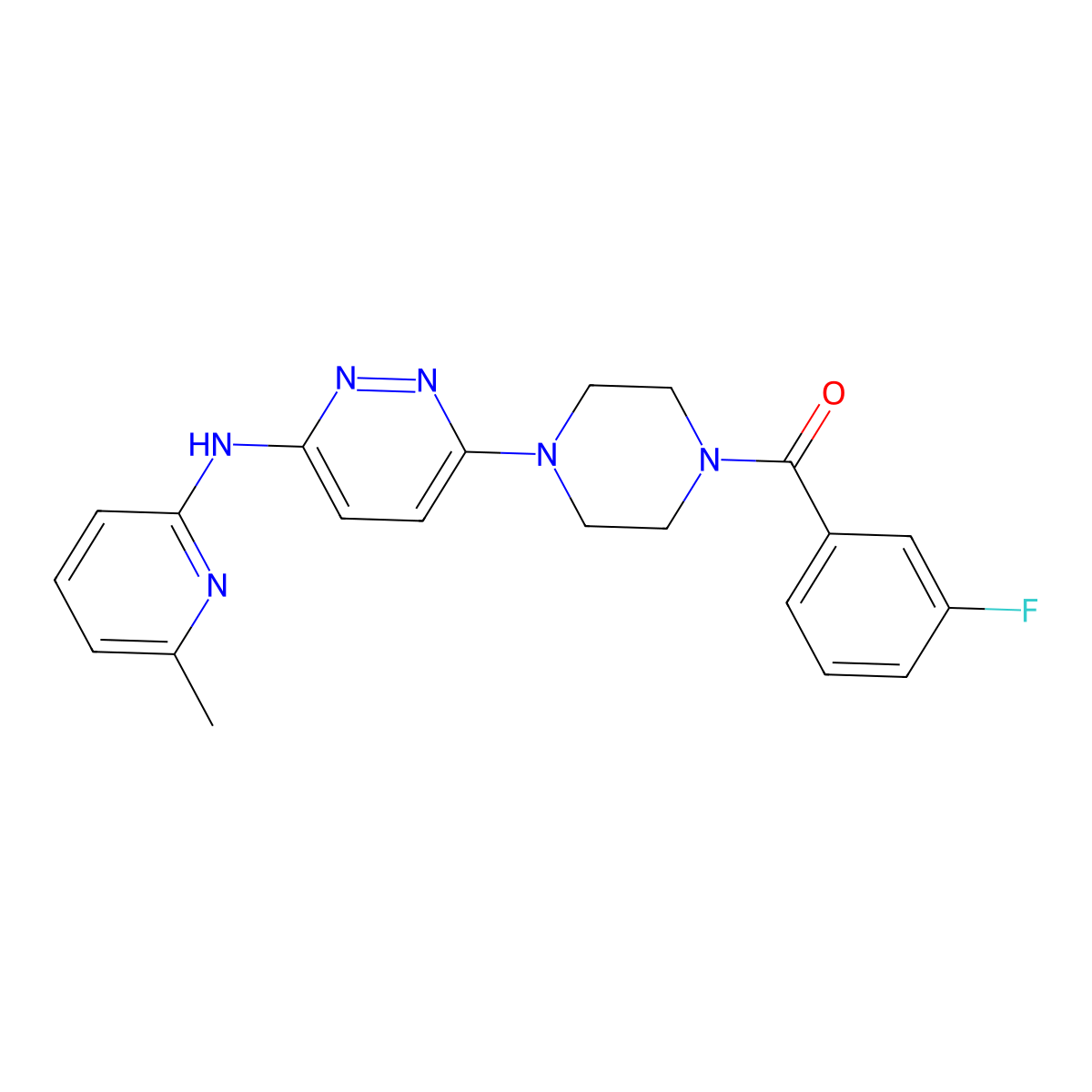 (3-Fluorophenyl)(4-(6-((6-methylpyridin-2-yl)amino)pyridazin-3-yl)piperazin-1-yl)methanone molecular structure, CAS 1021038-58-3
