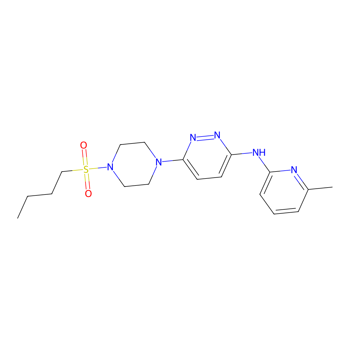 6-(4-(butylsulfonyl)piperazin-1-yl)-N-(6-methylpyridin-2-yl)pyridazin-3-amine molecular structure, CAS 1021038-67-4