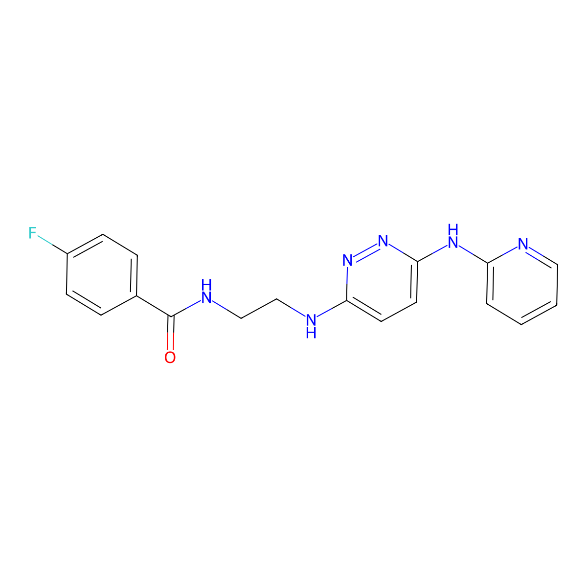 4-fluoro-N-(2-((6-(pyridin-2-ylamino)pyridazin-3-yl)amino)ethyl)benzamide molecular structure, CAS 1021038-69-6