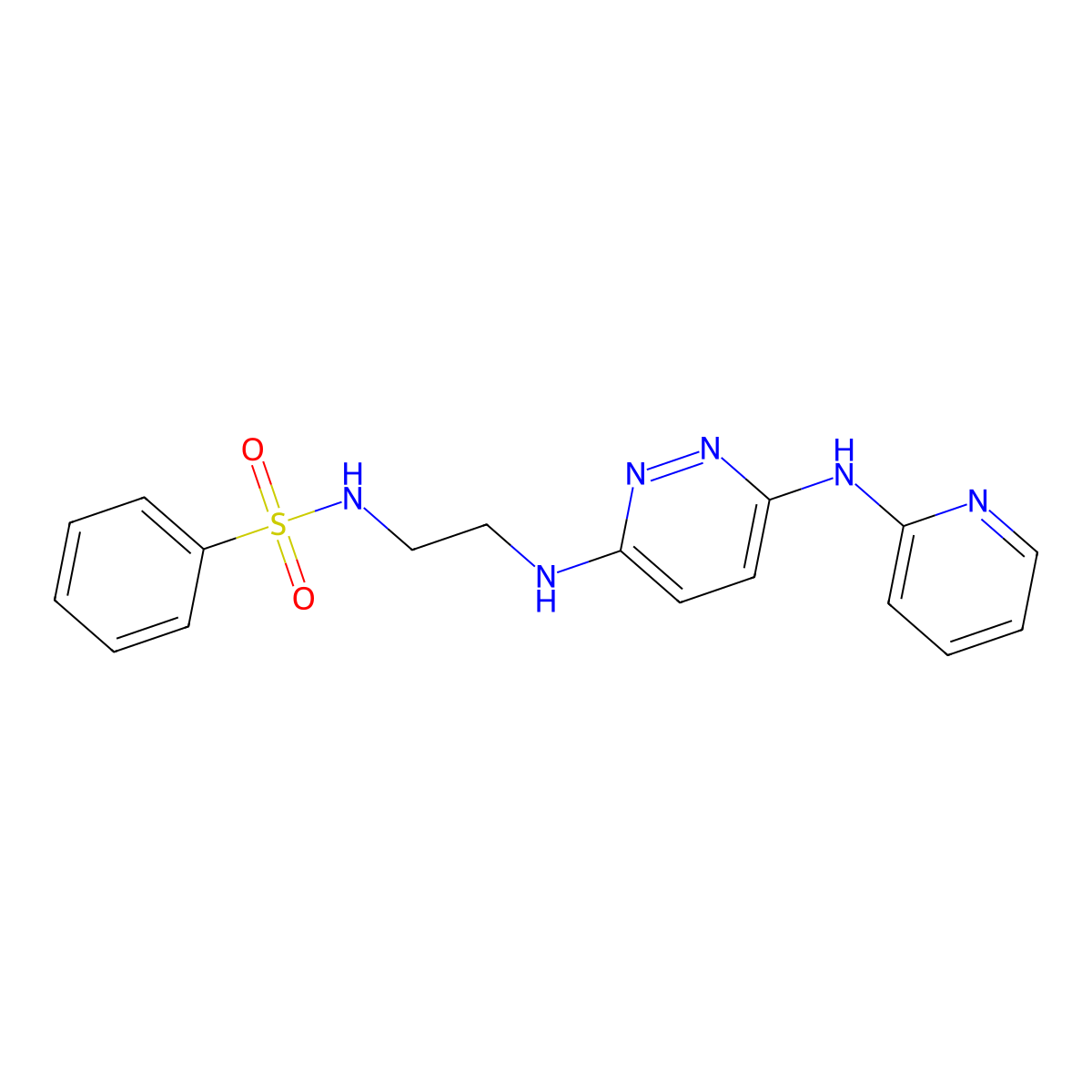 N-(2-((6-(pyridin-2-ylamino)pyridazin-3-yl)amino)ethyl)benzenesulfonamide molecular structure, CAS 1021038-71-0