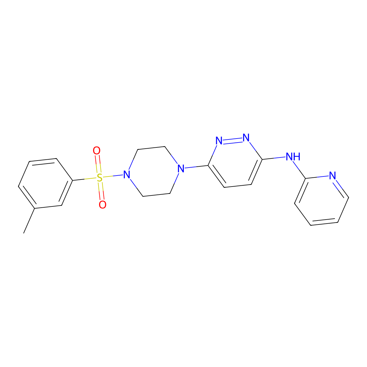 N-(pyridin-2-yl)-6-(4-(m-tolylsulfonyl)piperazin-1-yl)pyridazin-3-amine molecular structure, CAS 1021038-80-1