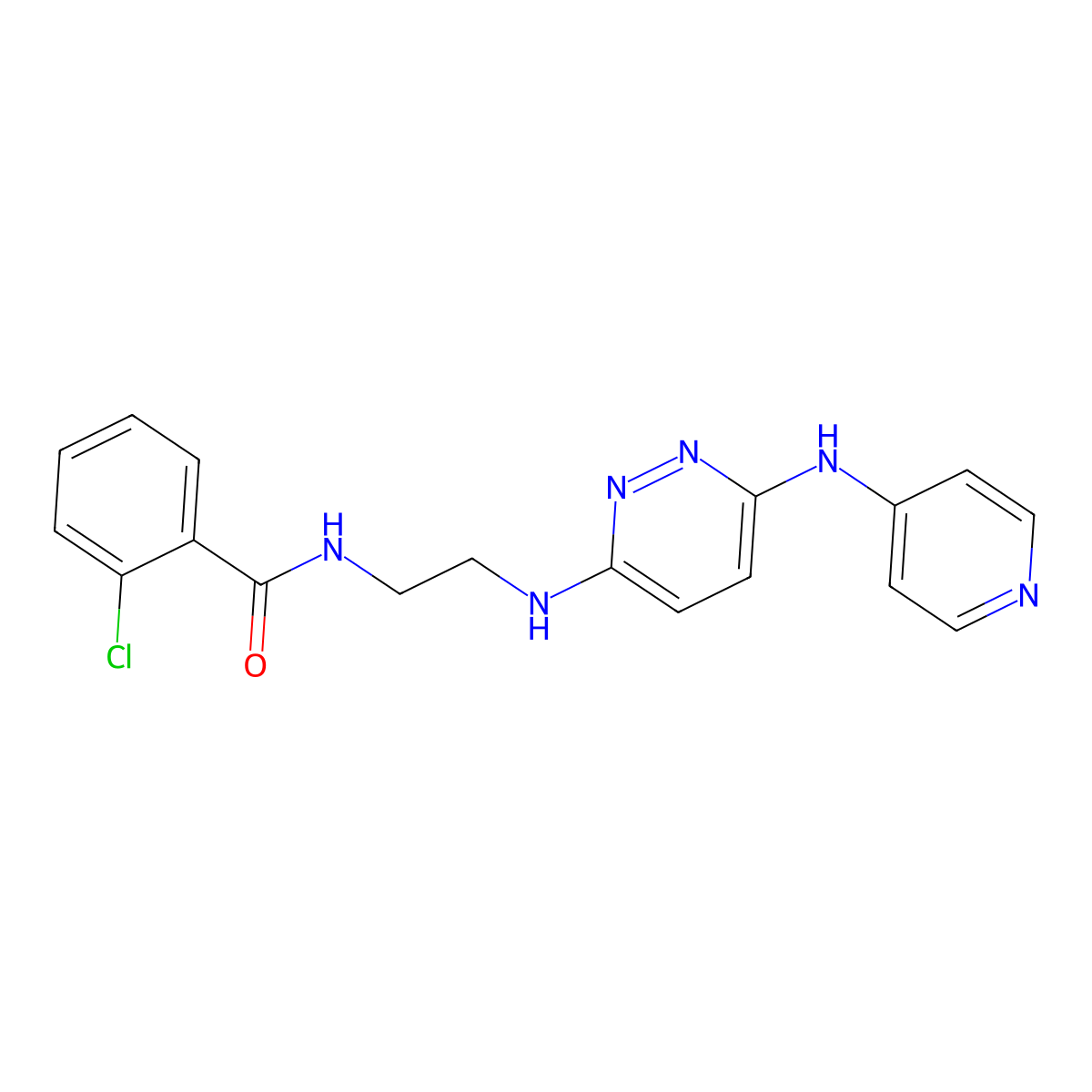 2-chloro-N-(2-((6-(pyridin-4-ylamino)pyridazin-3-yl)amino)ethyl)benzamide molecular structure, CAS 1021039-07-5