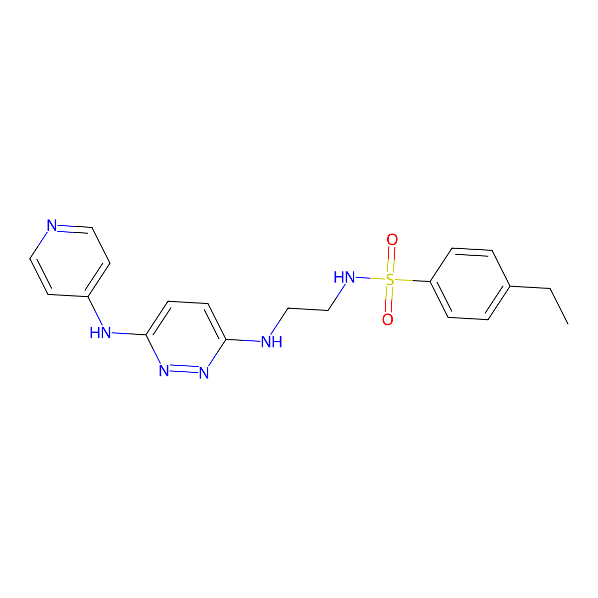 4-ethyl-N-(2-((6-(pyridin-4-ylamino)pyridazin-3-yl)amino)ethyl)benzenesulfonamide molecular structure, CAS 1021039-14-4