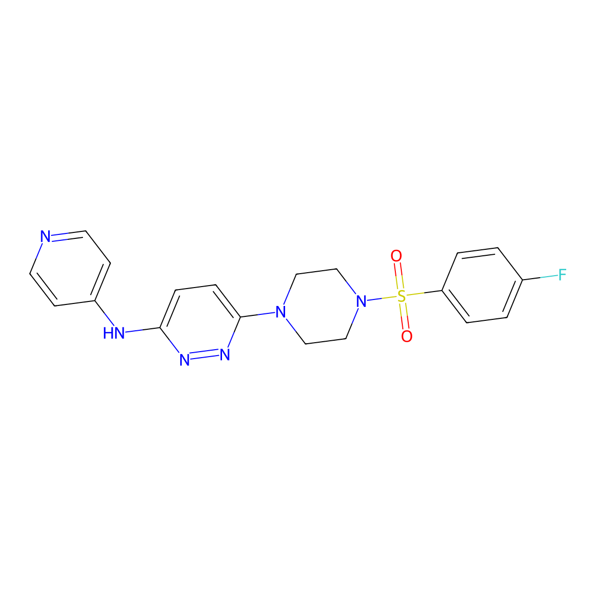 6-(4-((4-fluorophenyl)sulfonyl)piperazin-1-yl)-N-(pyridin-4-yl)pyridazin-3-amine molecular structure, CAS 1021039-28-0