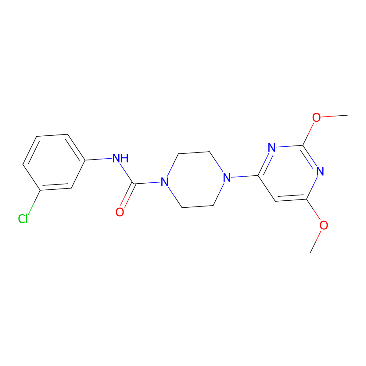 N-(3-chlorophenyl)-4-(2,6-dimethoxypyrimidin-4-yl)piperazine-1-carboxamide molecular structure, CAS 1021039-39-3