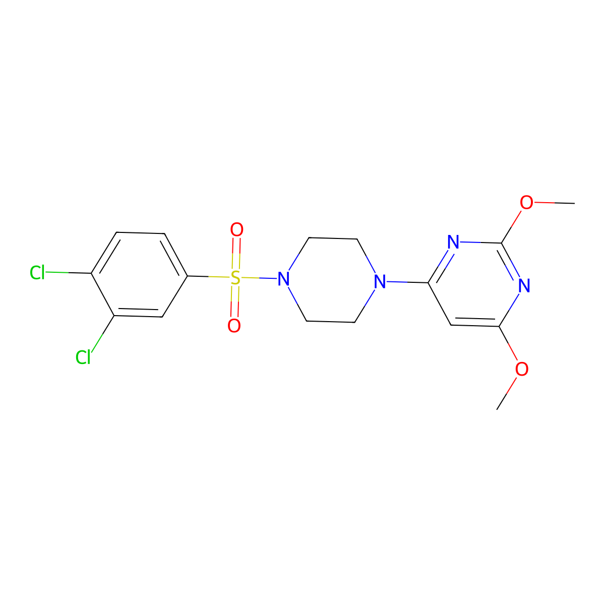 4-(4-((3,4-Dichlorophenyl)sulfonyl)piperazin-1-yl)-2,6-dimethoxypyrimidine molecular structure, CAS 1021039-43-9