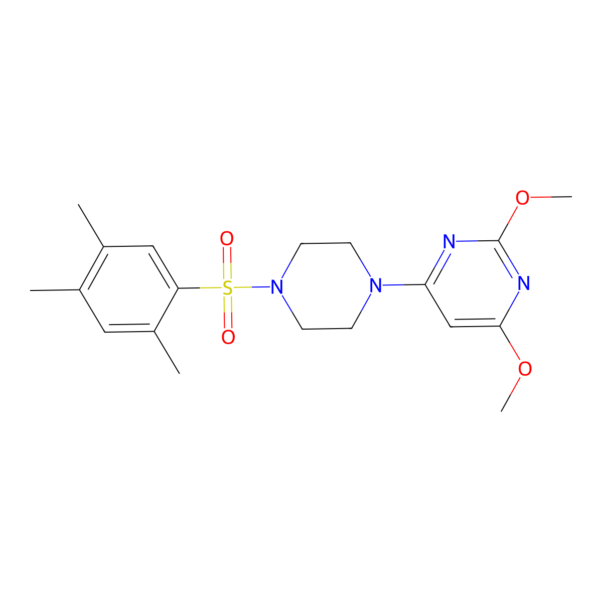 2,4-Dimethoxy-6-(4-((2,4,5-trimethylphenyl)sulfonyl)piperazin-1-yl)pyrimidine molecular structure, CAS 1021039-45-1