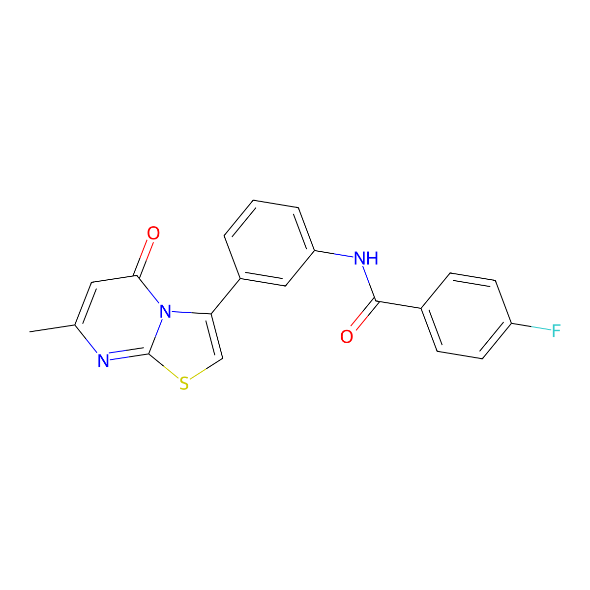 4-fluoro-N-(3-(7-methyl-5-oxo-5H-thiazolo[3,2-a]pyrimidin-3-yl)phenyl)benzamide molecular structure, CAS 1021039-56-4
