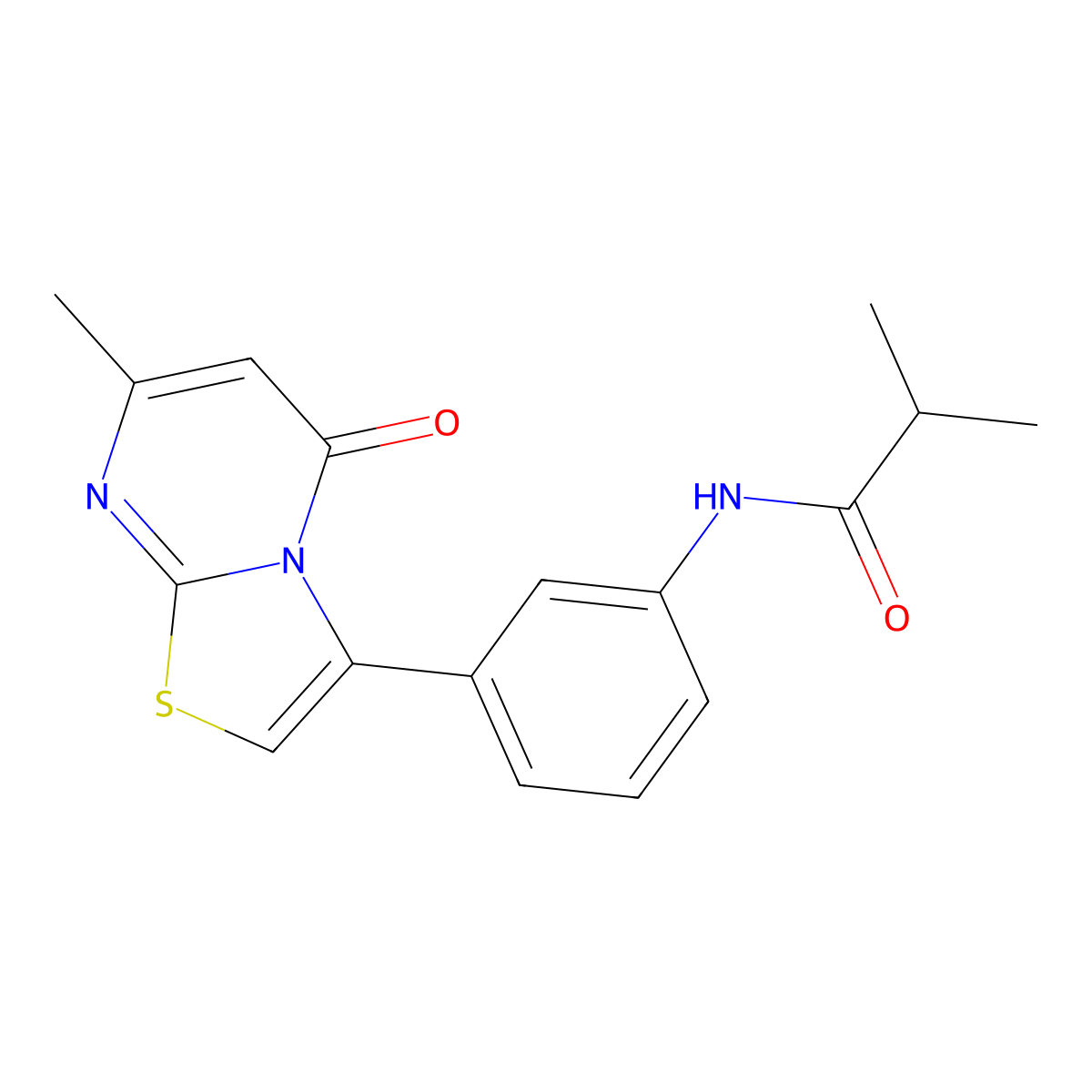 N-(3-(7-methyl-5-oxo-5H-thiazolo[3,2-a]pyrimidin-3-yl)phenyl)isobutyramide molecular structure, CAS 1021039-58-6
