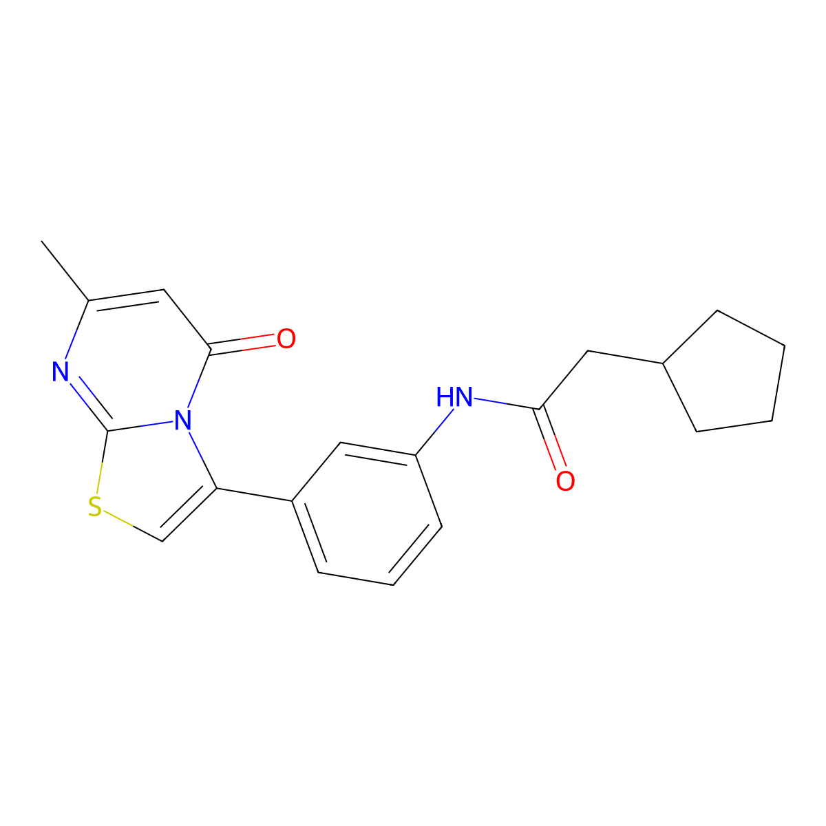 2-cyclopentyl-N-(3-(7-methyl-5-oxo-5H-thiazolo[3,2-a]pyrimidin-3-yl)phenyl)acetamide molecular structure, CAS 1021039-61-1
