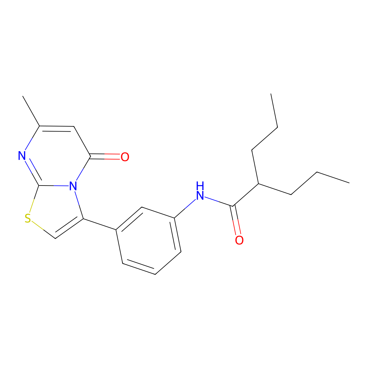 N-(3-(7-methyl-5-oxo-5H-thiazolo[3,2-a]pyrimidin-3-yl)phenyl)-2-propylpentanamide molecular structure, CAS 1021039-64-4