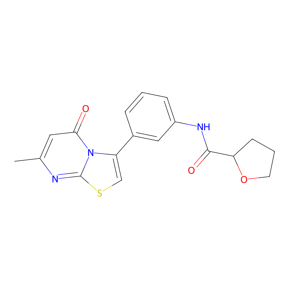 N-(3-(7-methyl-5-oxo-5H-thiazolo[3,2-a]pyrimidin-3-yl)phenyl)tetrahydrofuran-2-carboxamide molecular structure, CAS 1021039-67-7