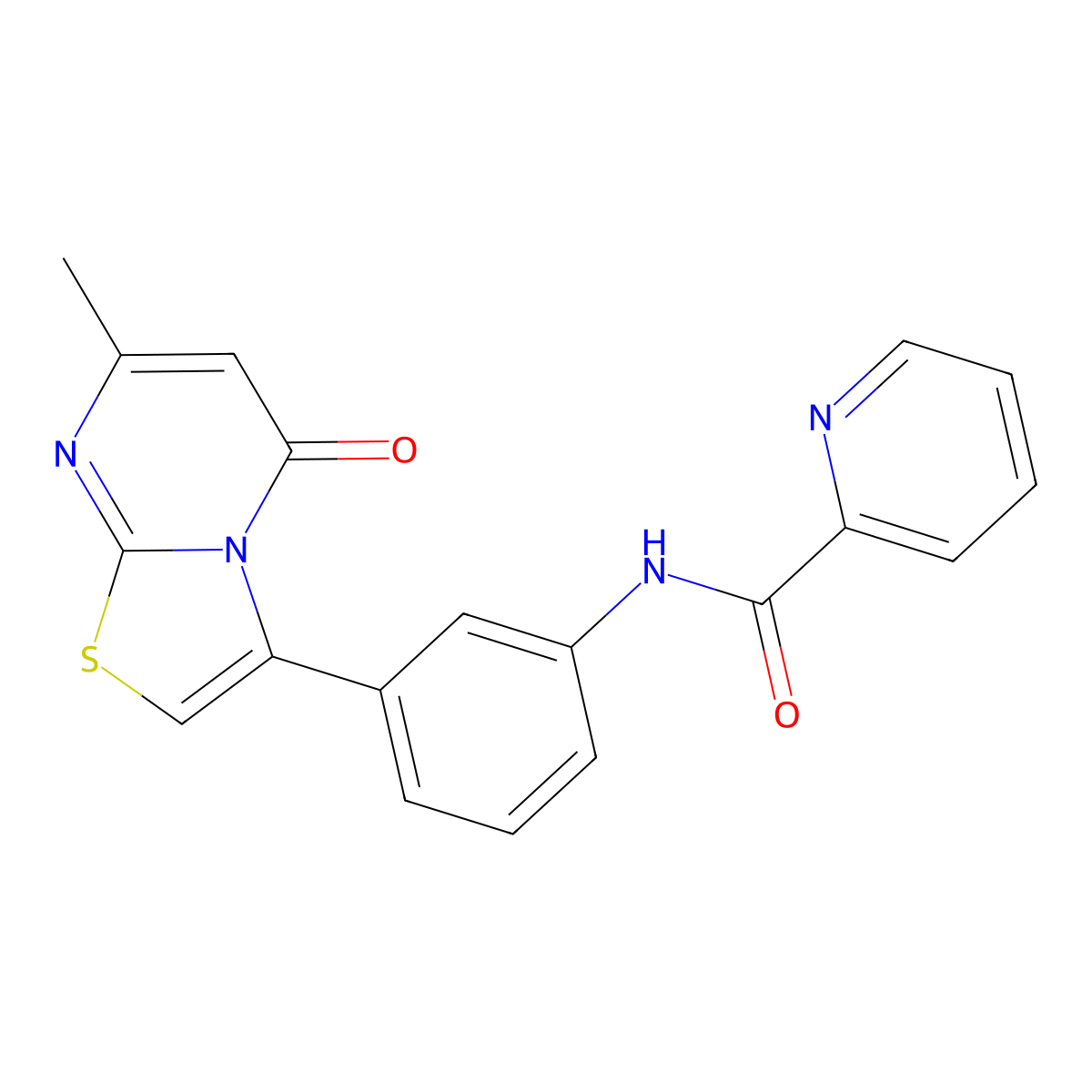 N-(3-(7-methyl-5-oxo-5H-thiazolo[3,2-a]pyrimidin-3-yl)phenyl)picolinamide molecular structure, CAS 1021039-70-2